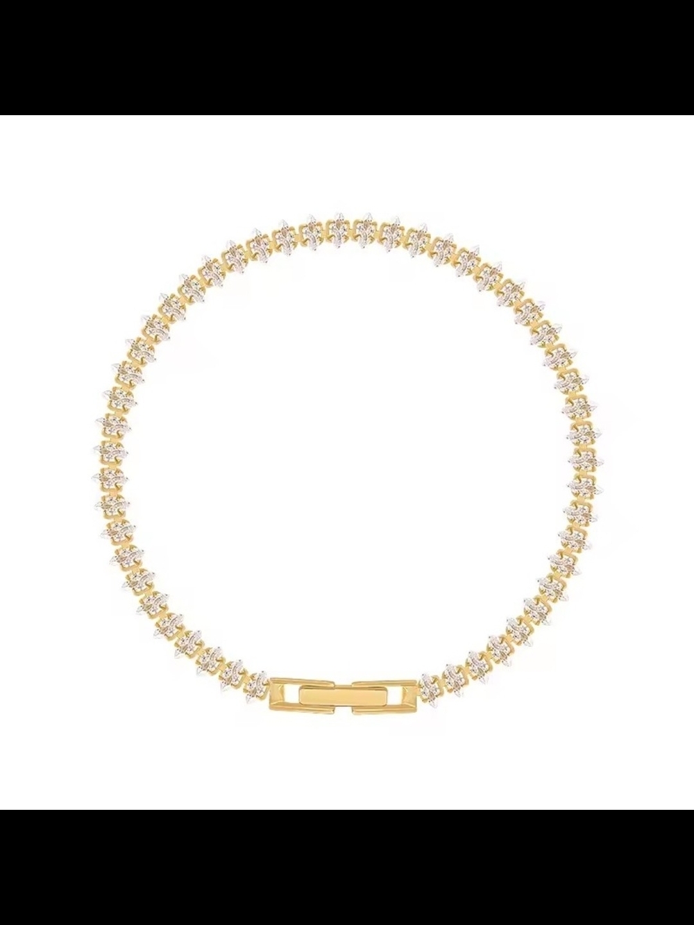 Gold Tone Crystal Tennis Bracelet - Women Jewelry - Picture 3 of 5